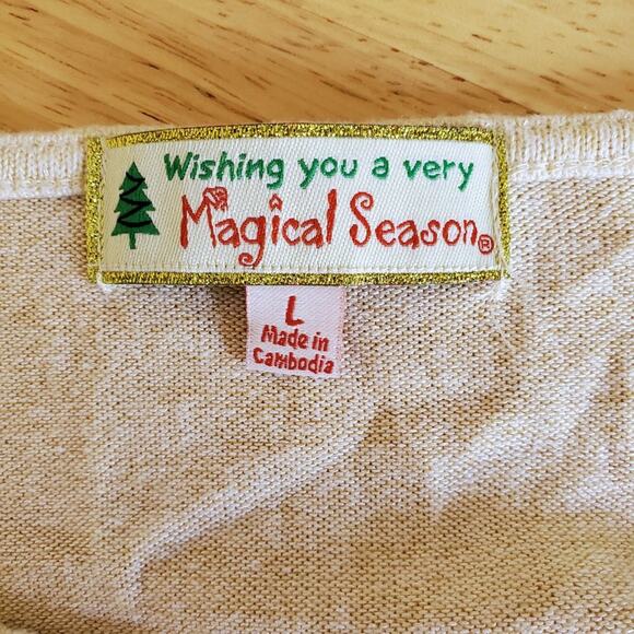 Wishing You Very Magical Season Cream Christmas Tree Sweater - L -NWT - Picture 3 of 6